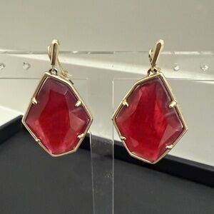 Kendra Scott Red and Gold Geometric Earrings